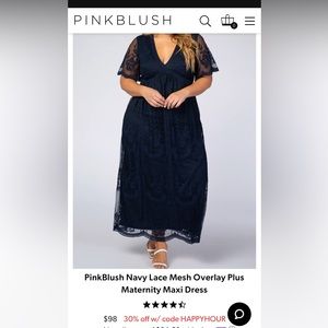 NWT navy lace pink blush maternity maxi dress 3x